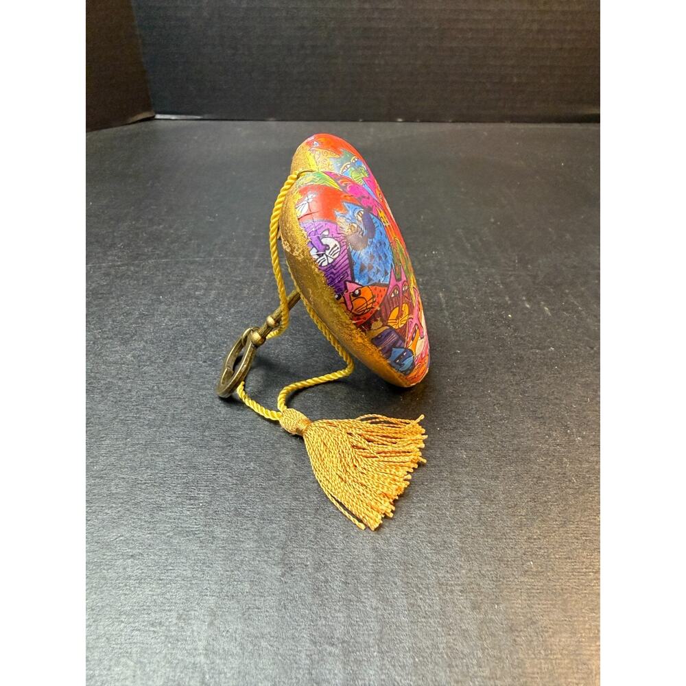 Laurel Burch Art Hearts Demdaco Decor Multicolored Cats Gold with Key Stand - Picture 4 of 10
